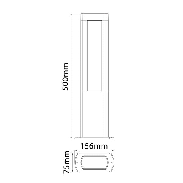 Exterior 500mm LED Bollard Black - Amun3