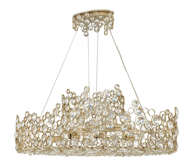 Anya 10 Light Linear Chandelier Silver Leaf - HK-ANYA-ISLE
