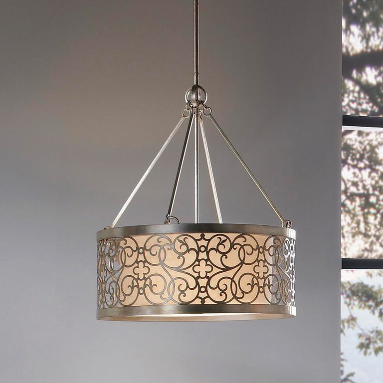 Arabesque 4 Light Chandelier Silver Leaf Patina - FE-ARABESQUE4