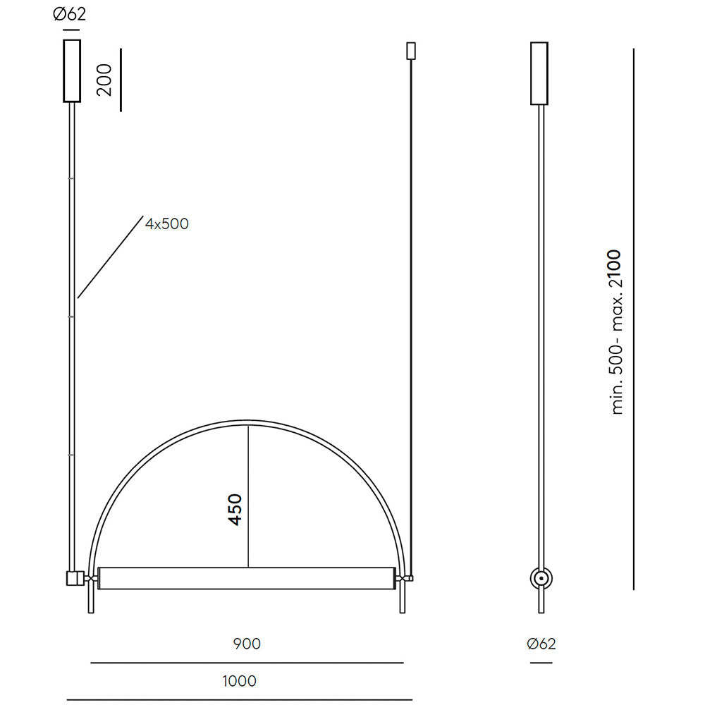 Arc LED Pendant Light Matt Black - ARO.C1292/NEG