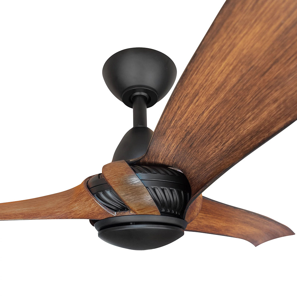 Arumi V2 52" AC Indoor / Outdoor Ceiling Fan Black / Koa Polymer Blades - ARU52BKKA