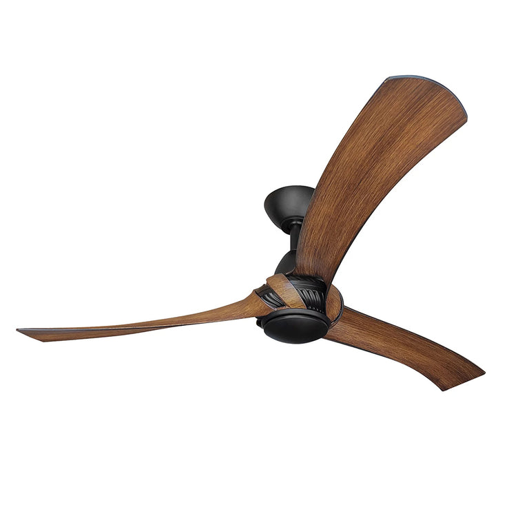 Arumi V2 52" AC Indoor / Outdoor Ceiling Fan Black / Koa Polymer Blades - ARU52BKKA