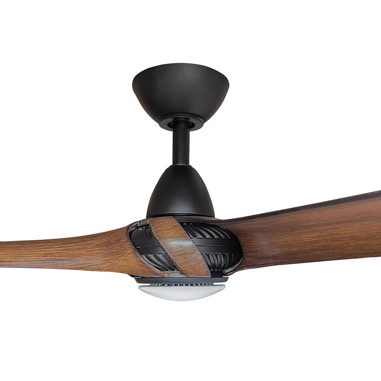 Arumi V2 52" AC Indoor / Outdoor Ceiling Fan With 17W Dimmable LED Black / Koa Polymer Blades - ARU52BKKALED
