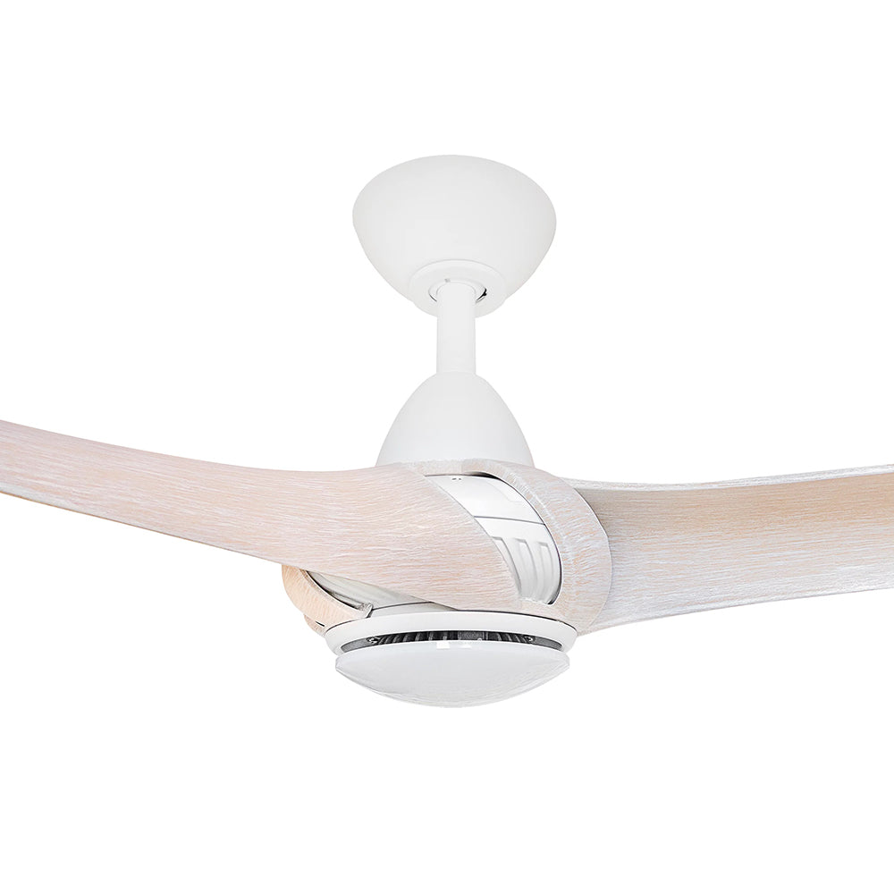 Arumi V2 52" AC Indoor / Outdoor Ceiling Fan With 17W Dimmable LED Matt White / Washed Oak Polymer Blades - ARU52MWWOLED