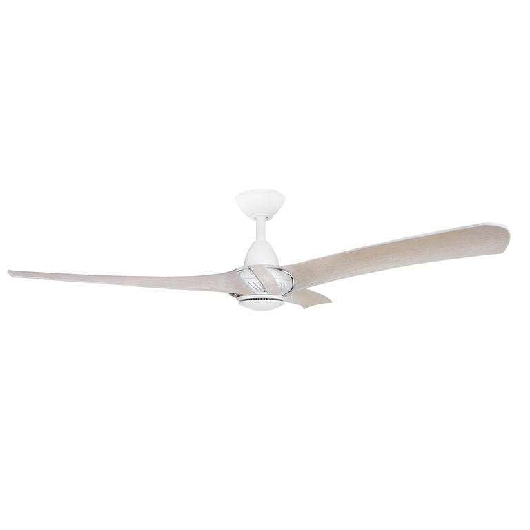 Arumi V2 52" AC Indoor / Outdoor Ceiling Fan With 17W Dimmable LED Matt White / Washed Oak Polymer Blades - ARU52MWWOLED
