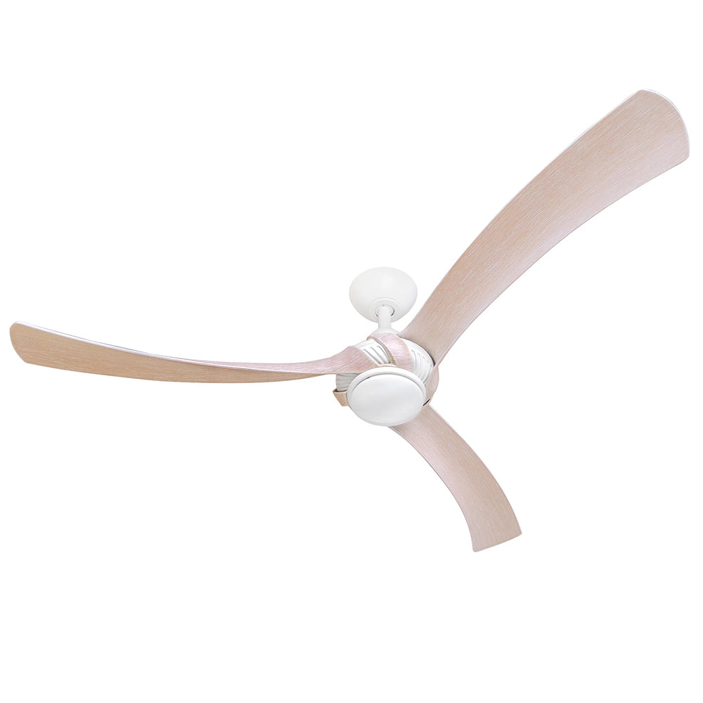 Arumi V2 52" AC Indoor / Outdoor Ceiling Fan With 17W Dimmable LED Matt White / Washed Oak Polymer Blades - ARU52MWWOLED