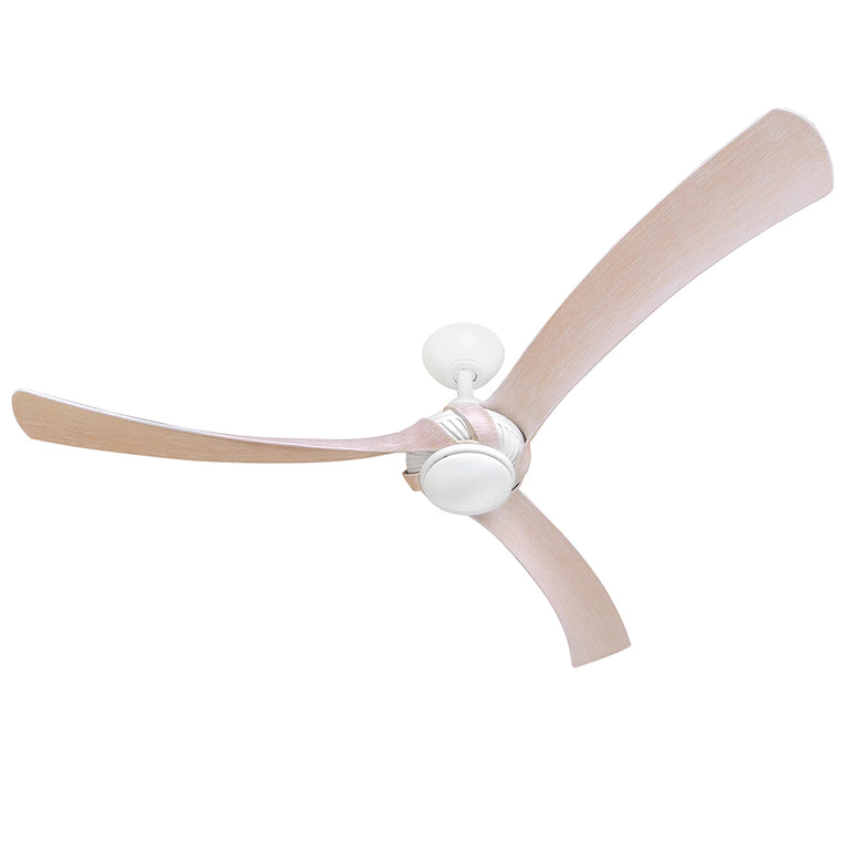 Arumi V2 52" AC Indoor / Outdoor Ceiling Fan With 17W Dimmable LED Matt White / Washed Oak Polymer Blades - ARU52MWWOLED