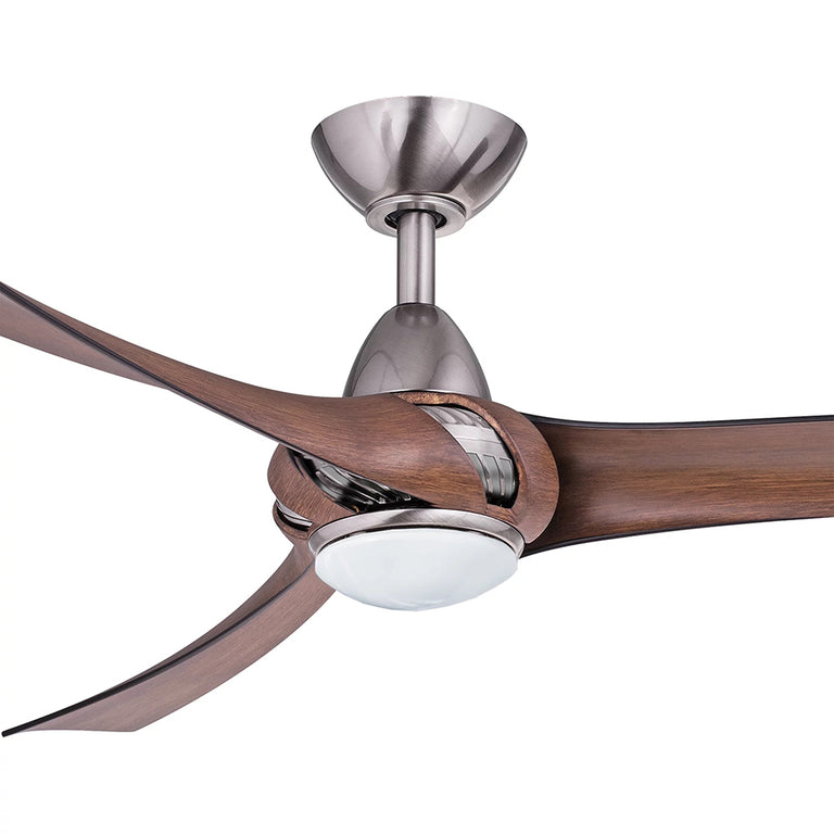 Arumi V2 52" AC Indoor / Outdoor Ceiling Fan With 17W Dimmable LED Pewter / Koa Polymer Blades - ARU52PWKALED