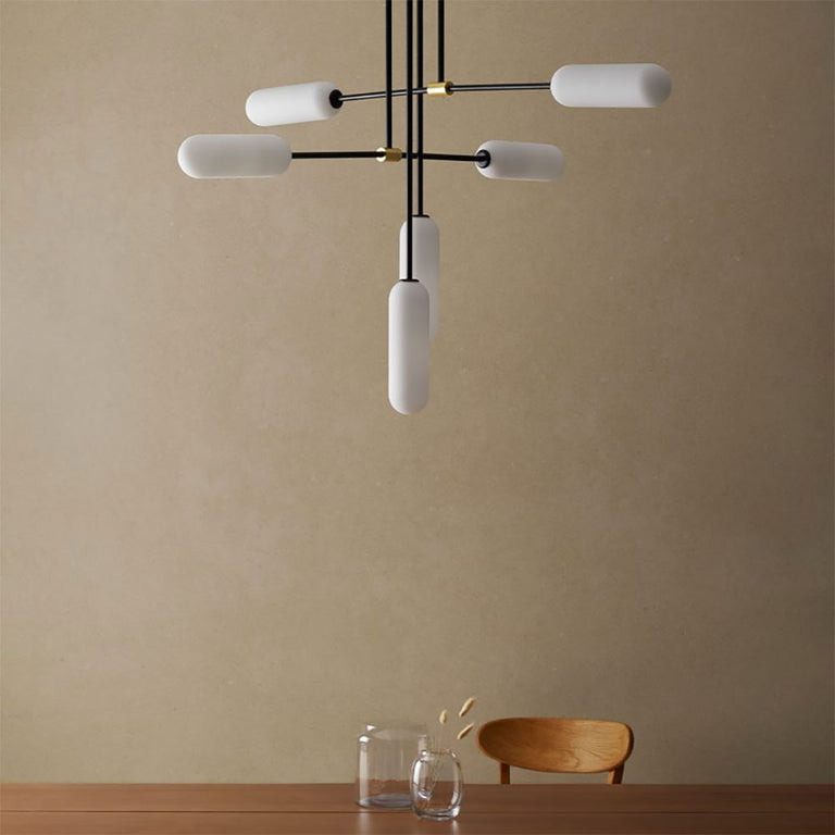 Atil LED 6 Linear Pendant Lamp Matt Black / Opal - ARO.C1281/6