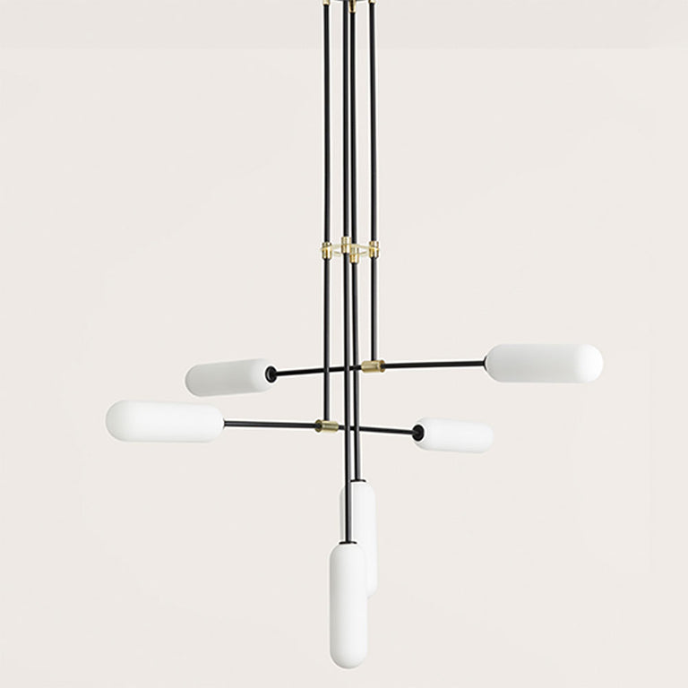 Atil LED 6 Linear Pendant Lamp Matt Black / Opal - ARO.C1281/6