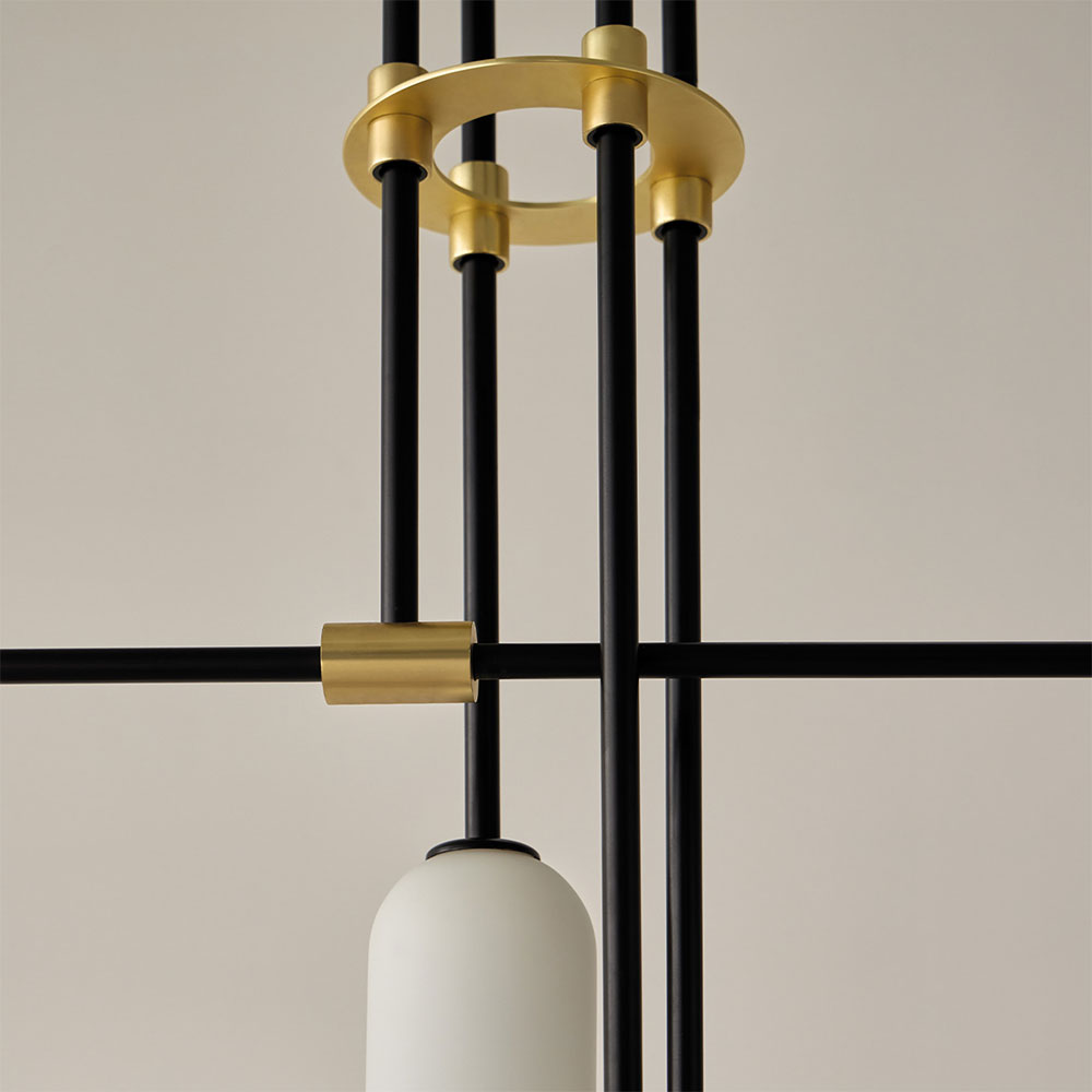 Atil LED 6 Linear Pendant Lamp Matt Black / Opal - ARO.C1281/6