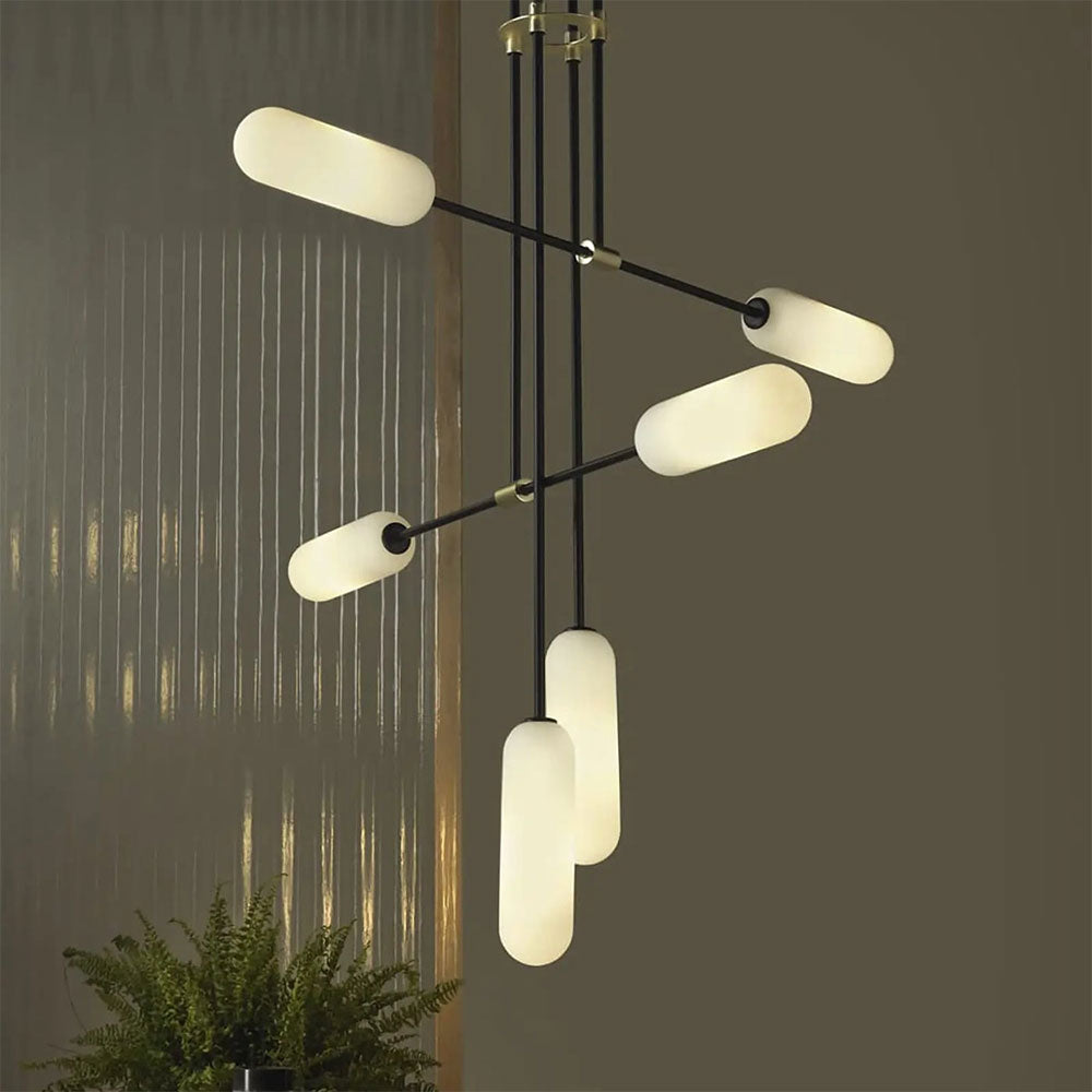 Atil LED 6 Linear Pendant Lamp Matt Black / Opal - ARO.C1281/6