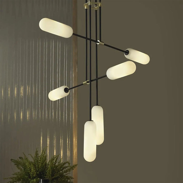 Atil LED 6 Linear Pendant Lamp Matt Black / Opal - ARO.C1281/6