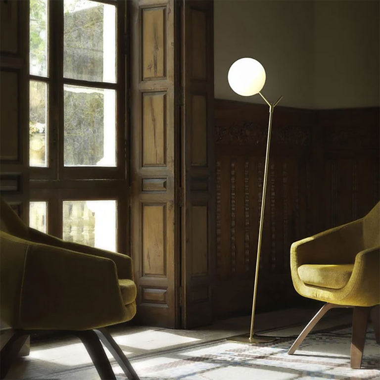 Atom 5W LED Floor Lamp Matt Brass / Opal - ARO.P1214/ORO/OPAL