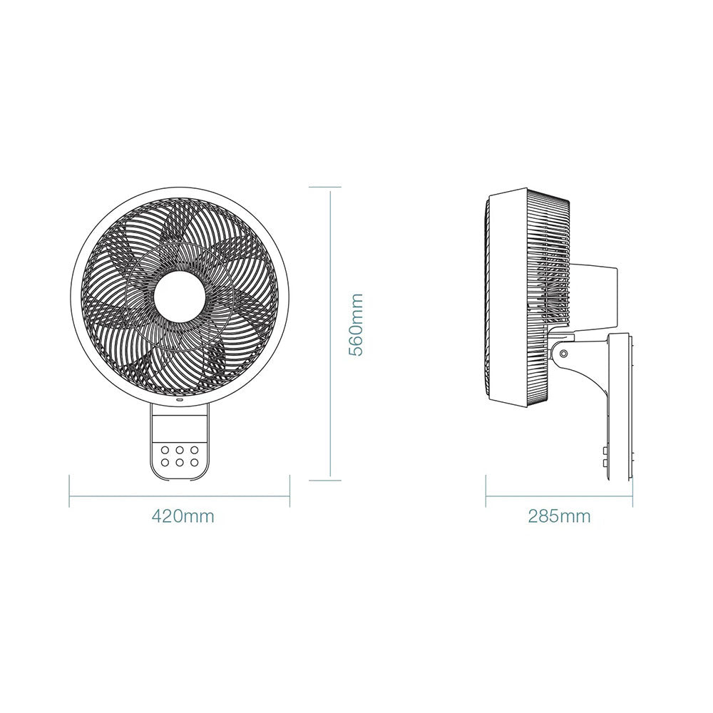 Avalon DC 14" Smart Wall Fan With Remote Control Matt Black - MWFA350M