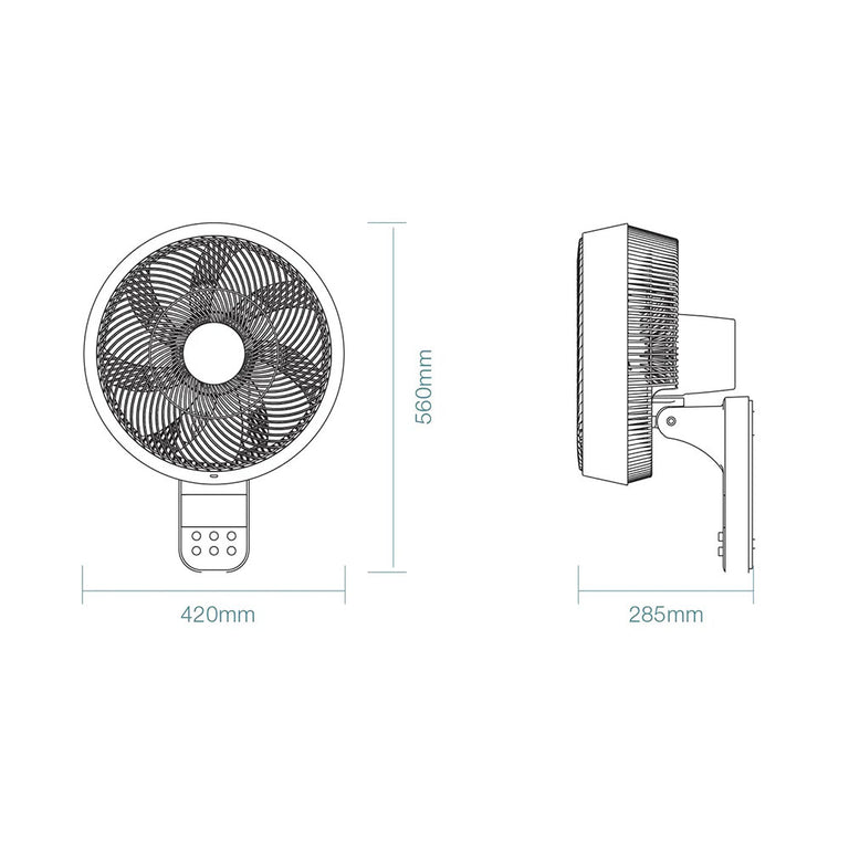 Avalon DC 14" Smart Wall Fan With Remote Control Matt Black - MWFA350M