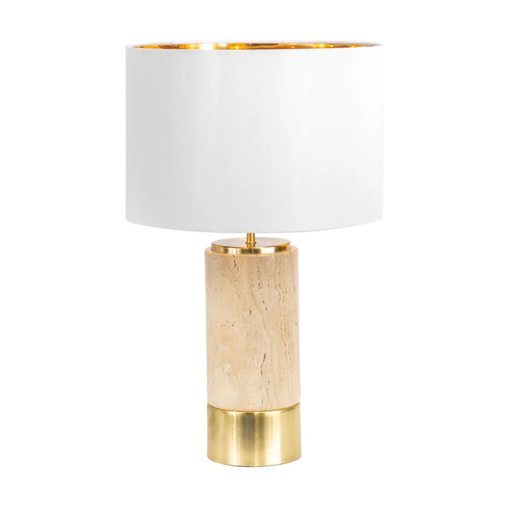 Paola Travertine Table Lamp With White Shade - B12378