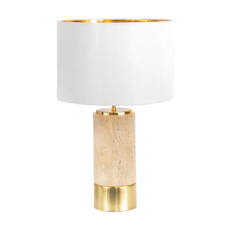 Paola Travertine Table Lamp With White Shade - B12378