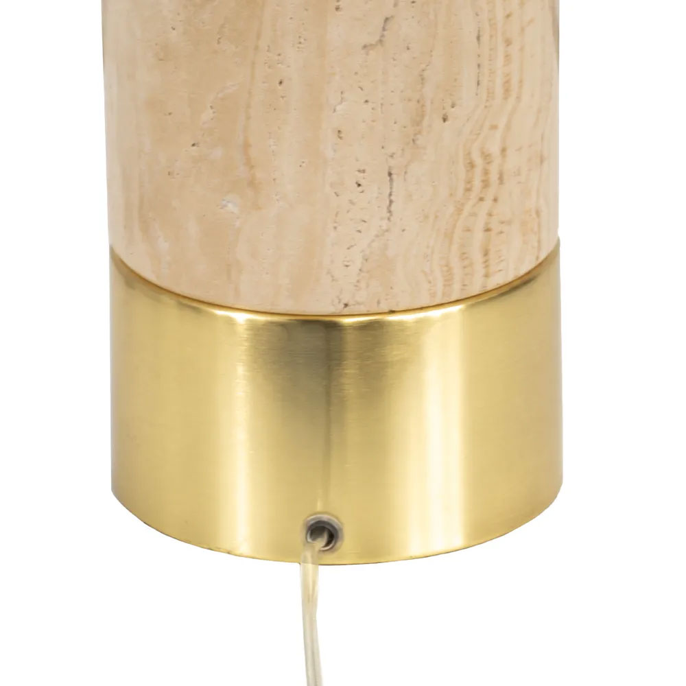 Paola Travertine Table Lamp With White Shade - B12378