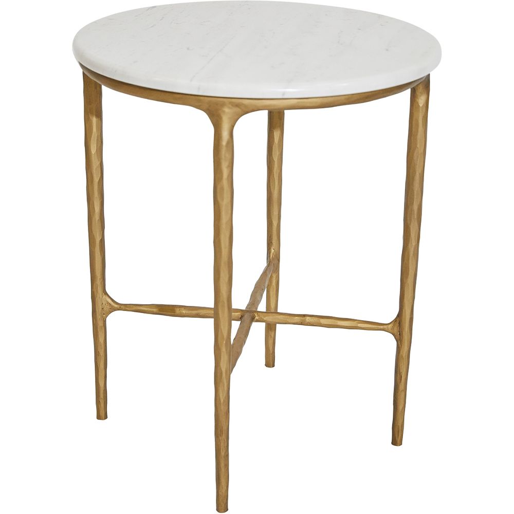 Heston Round Marble Side Table Brass - B32186