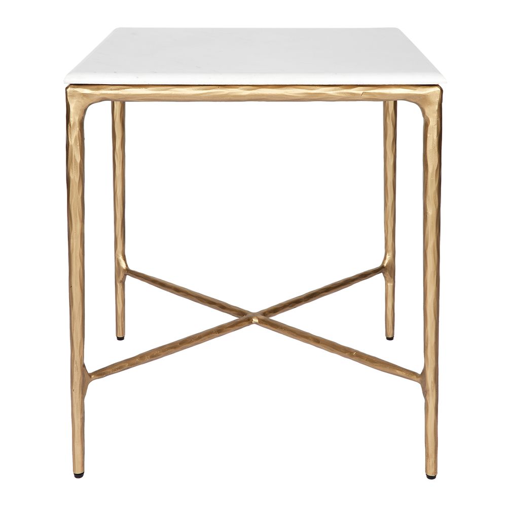 Heston Square Marble Side Table Brass - B32779