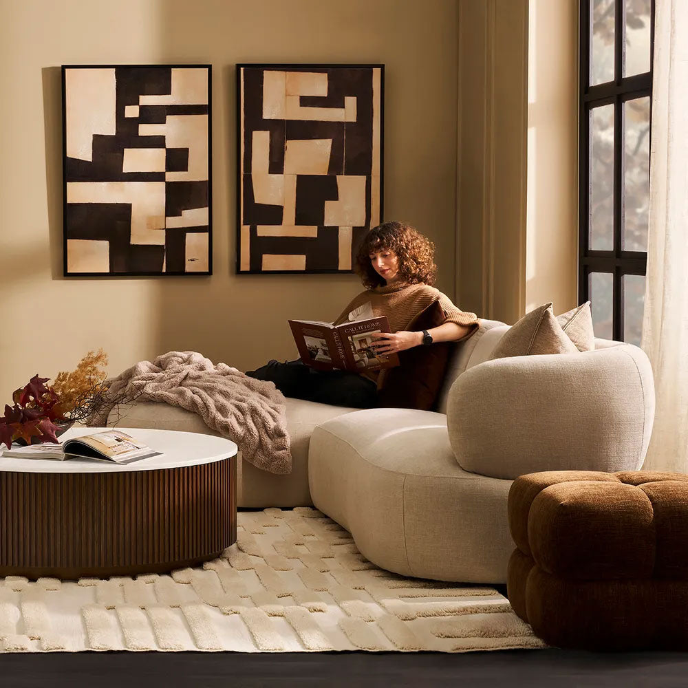 Greenwich Modular 3 Seater Sofa with Left Chaise Natural Chenille - B33506