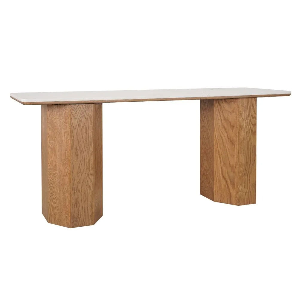 Barlow Marble Console Table Natural Oak - B33762