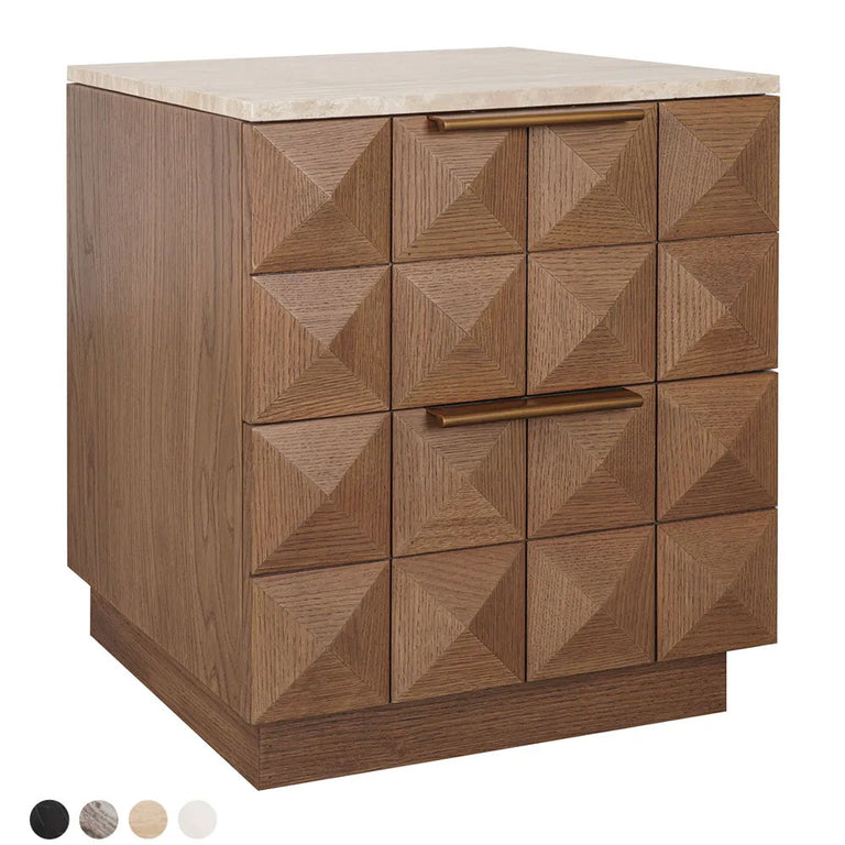 Benedict Walnut Bedside Table Travertine - B34071