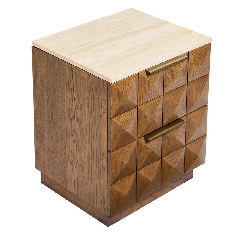 Benedict Walnut Bedside Table Travertine - B34071