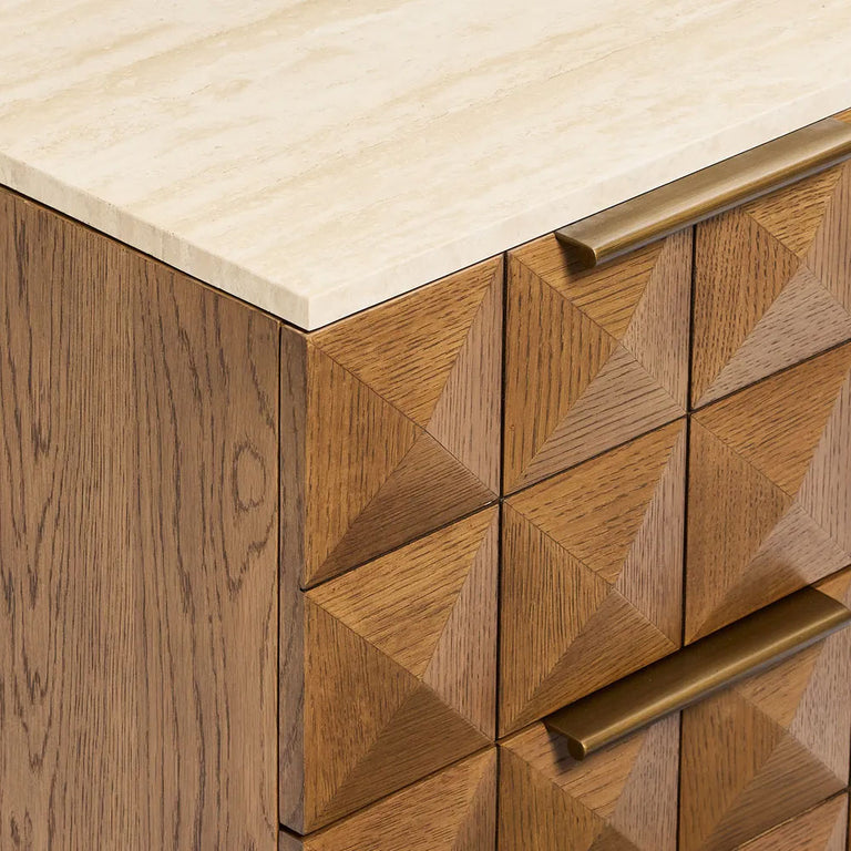 Benedict Walnut Bedside Table Travertine - B34071