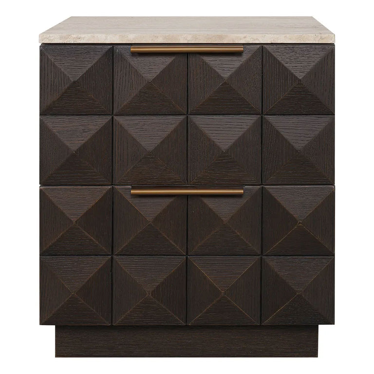 Benedict Smoked Oak Bedside Table Range Travertine - B34075