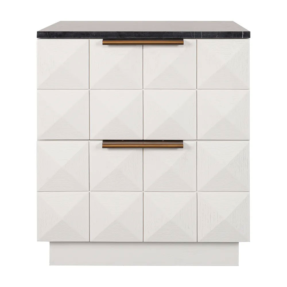 Benedict White Oak Bedside Table Range Black Marble - B34080