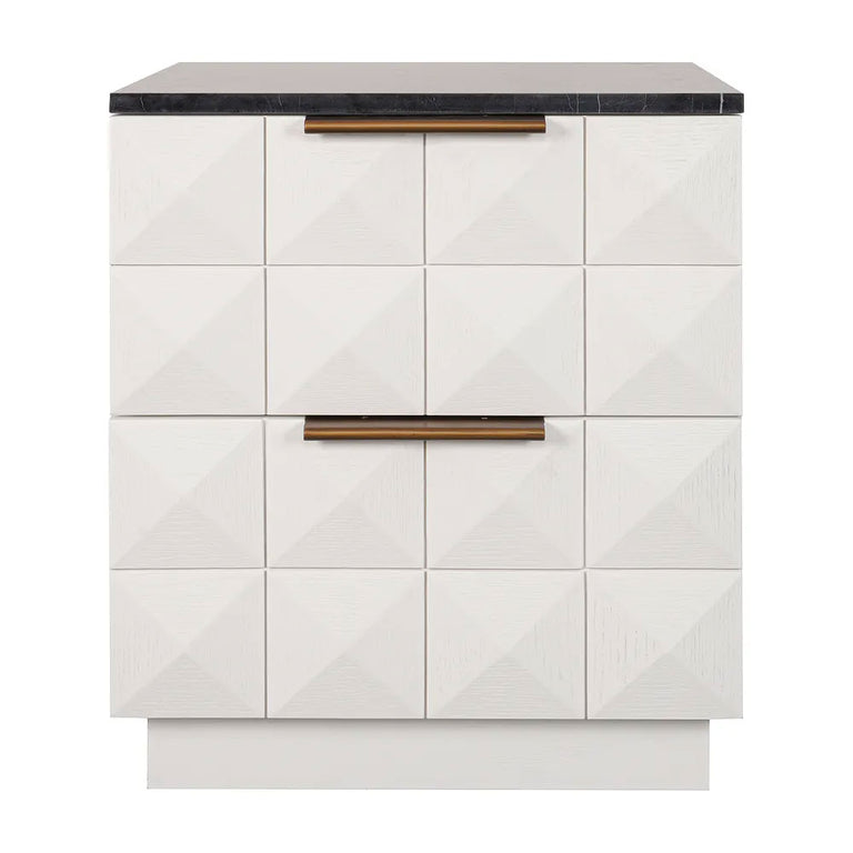 Benedict White Oak Bedside Table Range Black Marble - B34080