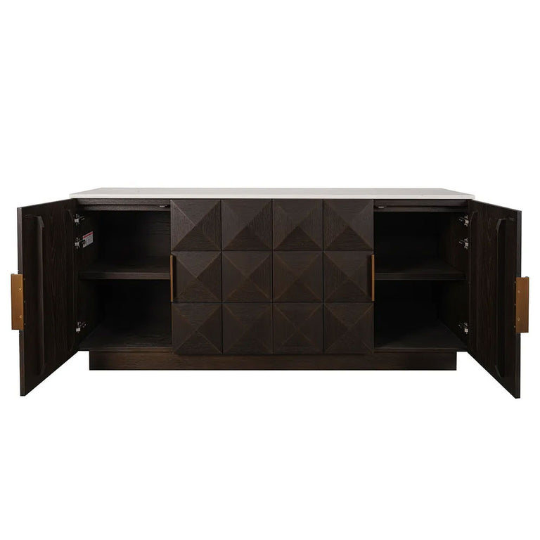 Benedict Smoked Oak Buffet Range White Marble - B34089