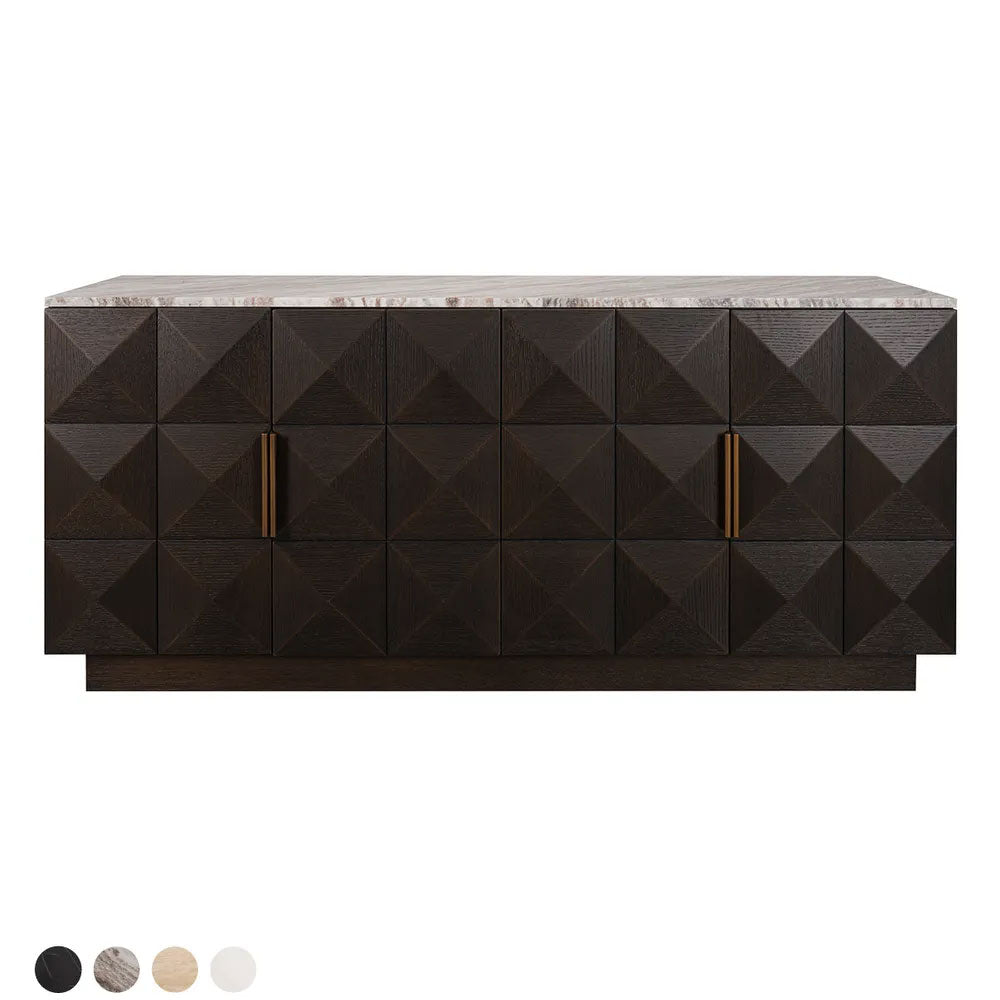 Benedict Smoked Oak Buffet Range River Brown Marble - B34090