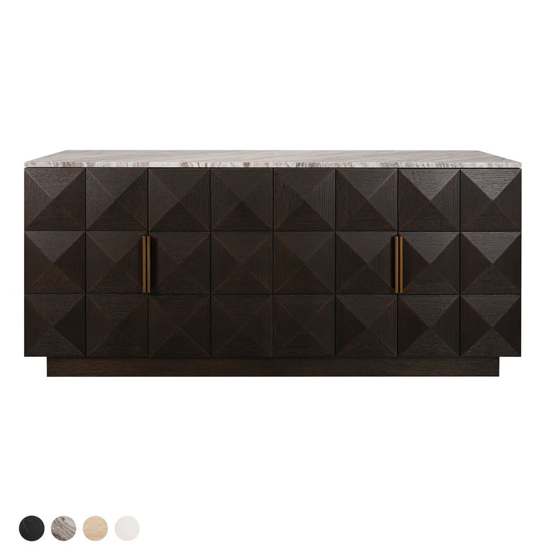 Benedict Smoked Oak Buffet Range River Brown Marble - B34090