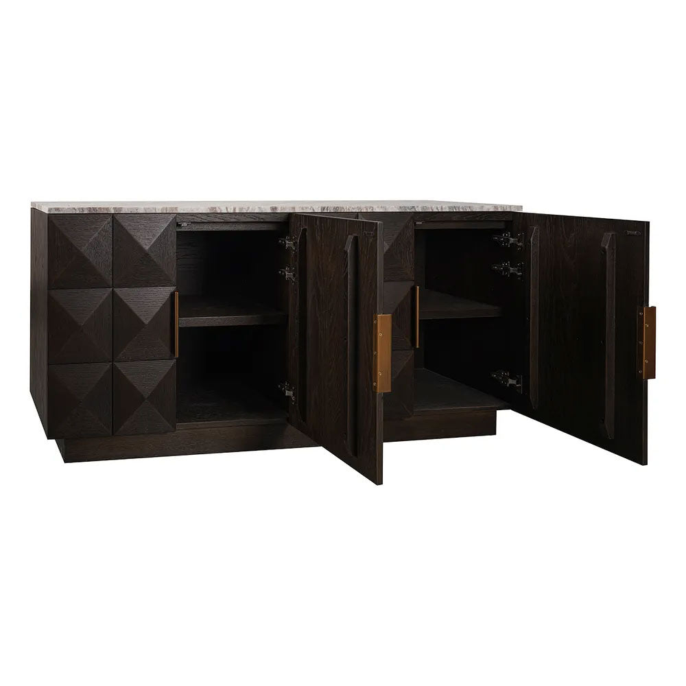 Benedict Smoked Oak Buffet Range River Brown Marble - B34090