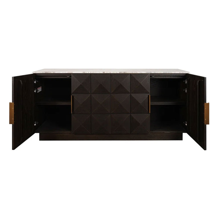 Benedict Smoked Oak Buffet Range River Brown Marble - B34090