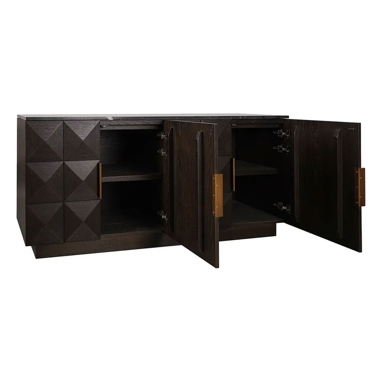 Benedict Smoked Oak Buffet Range Black Marble - B34092