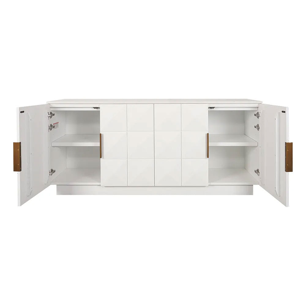Benedict White Oak Buffet Range White Marble - B34093
