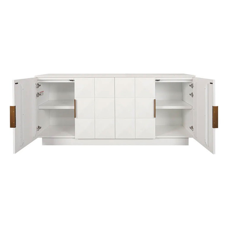 Benedict White Oak Buffet Range White Marble - B34093