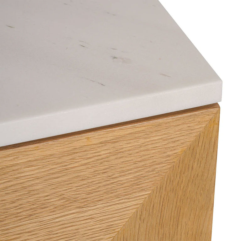 Benedict Natural Oak Buffet White Marble - B34097