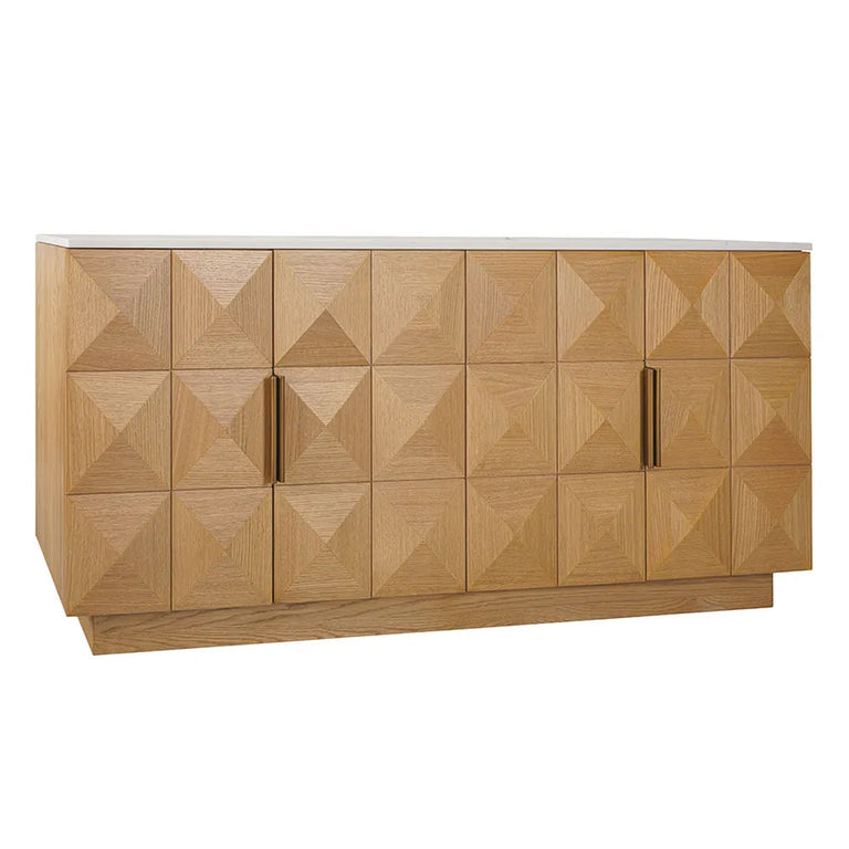 Benedict Natural Oak Buffet White Marble - B34097