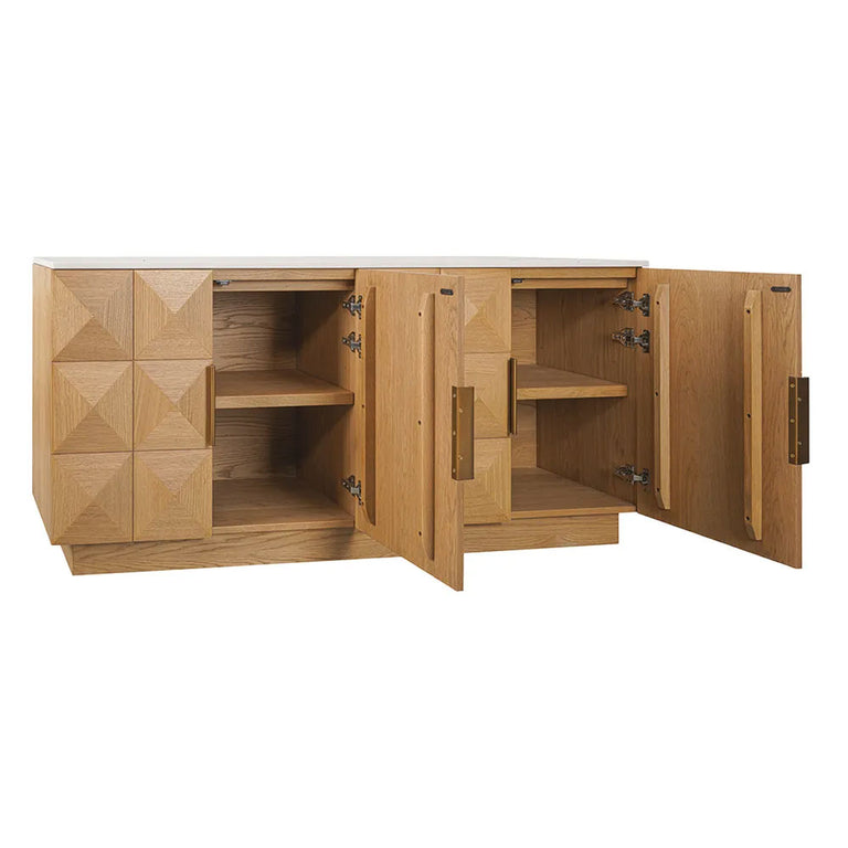 Benedict Natural Oak Buffet White Marble - B34097