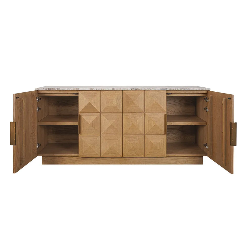 Benedict Natural Oak Buffet River Brown Marble - B34098