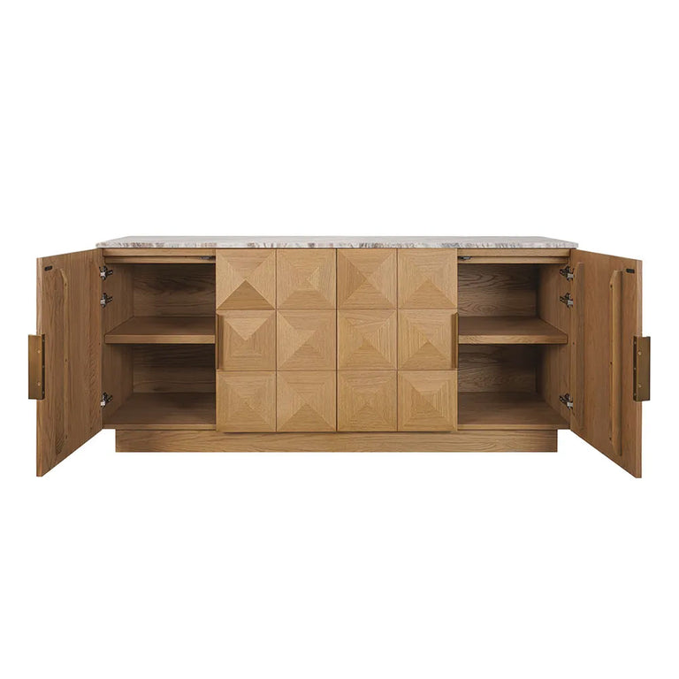 Benedict Natural Oak Buffet River Brown Marble - B34098