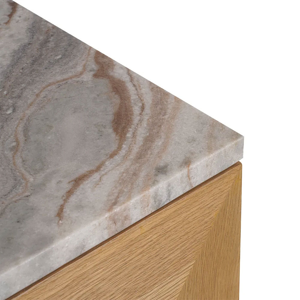 Benedict Natural Oak Buffet River Brown Marble - B34098