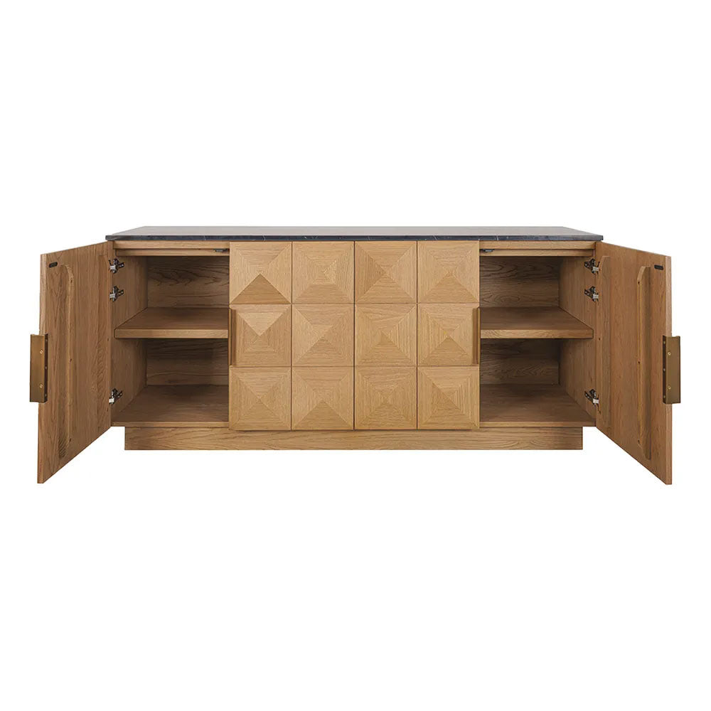 Benedict Natural Oak Buffet Black Marble - B34100