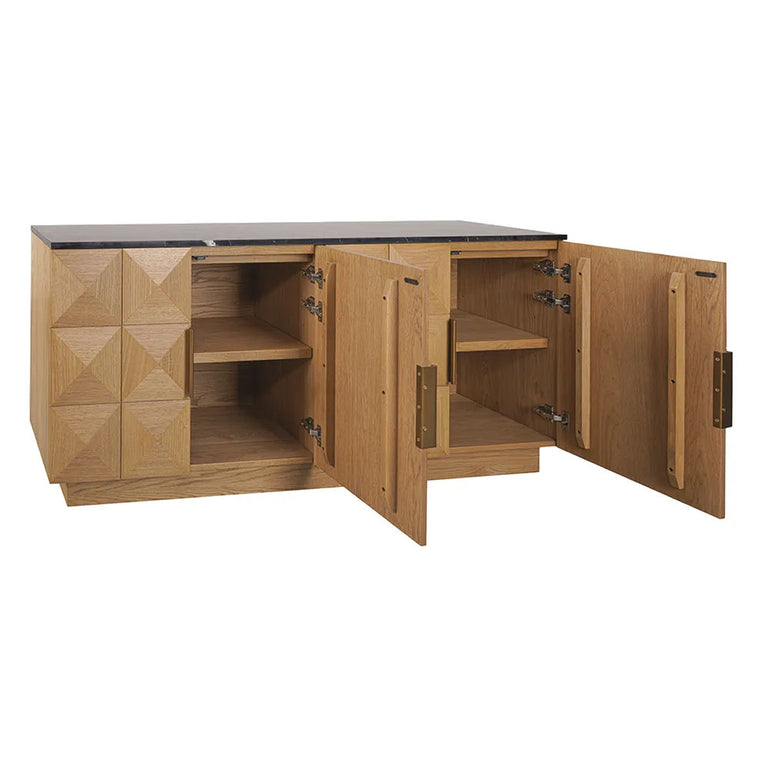 Benedict Natural Oak Buffet Black Marble - B34100