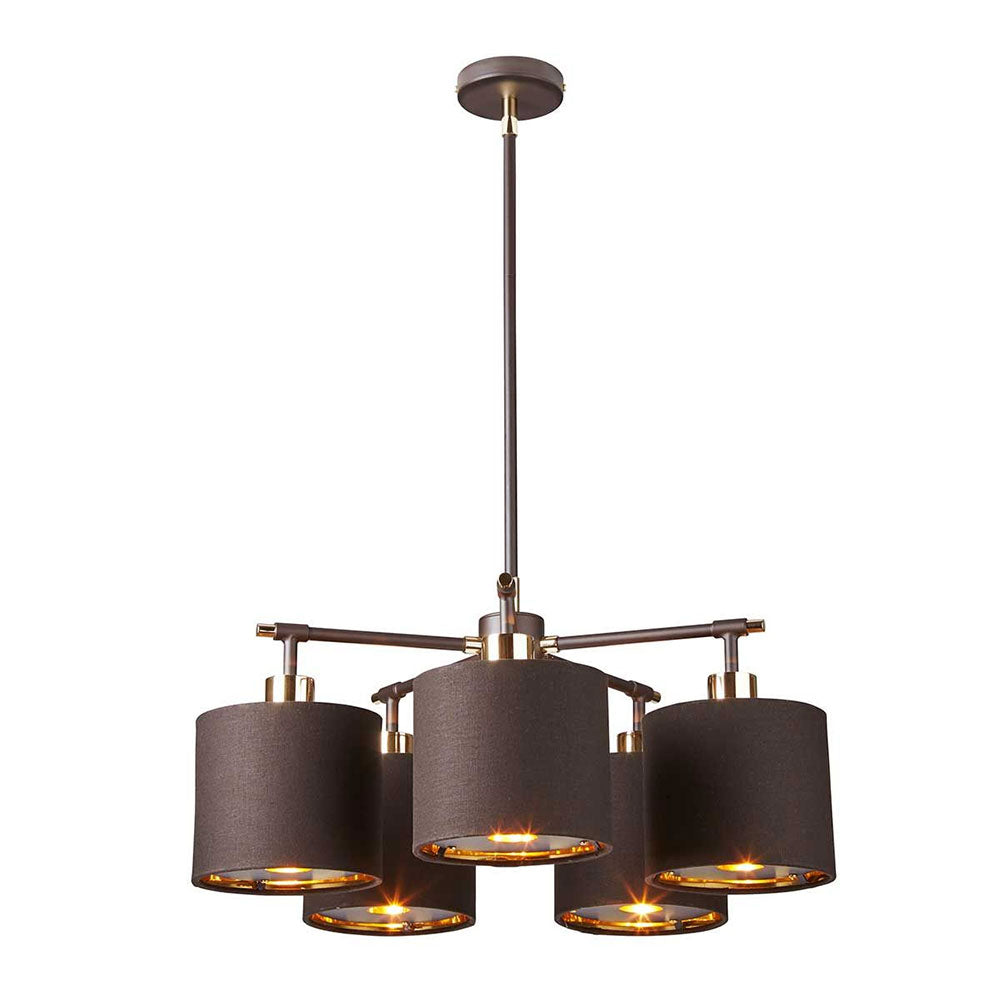 Balance 5 Light Chandelier Brown / Polished Brass - BALANCE5-BRPB